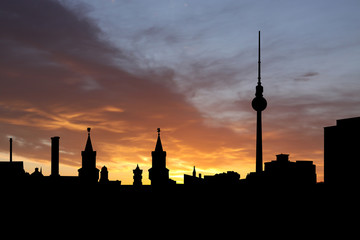 Naklejka premium Berlin skyline at sunset
