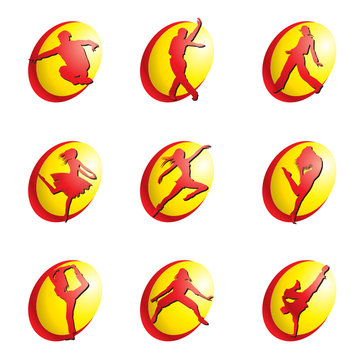 Vector set of dance web icons