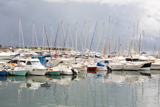 sailing boats at marina of the city of Cannes, southern France
