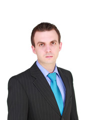 Portrait of young businessman on white  background. Isolated