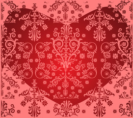 pink floral background with heart