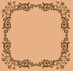 brown floral frame on beige