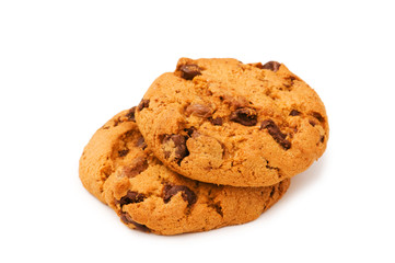 Chocolate cookies isolated on the white background