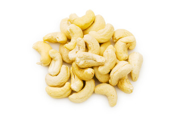 Cashew nuts isolated on the white background