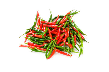 Red chili peppers isolated on the white