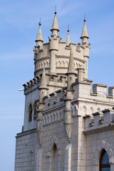 Fototapeta na wymiar tower of the beautiful old castle in Crimea, Ukraine