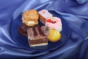 selection of sweet deserts on the plate