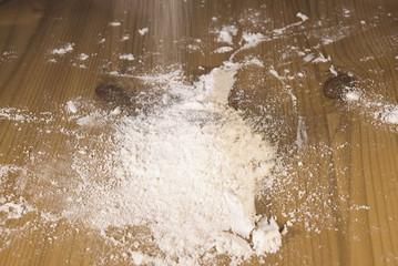 mountain of flour on the table
