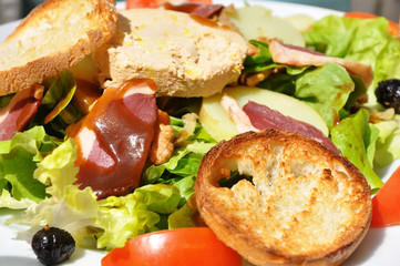 salade et foie gras