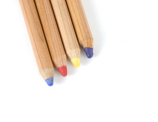 Color pencils on white background