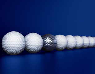 Row of golf balls