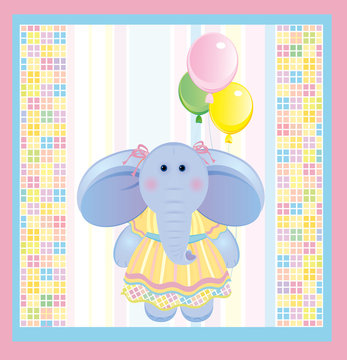 Card, funny elephant.