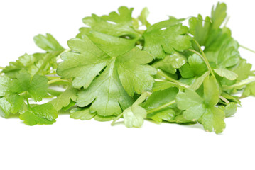 Isolated fresh cut parsley on a white background