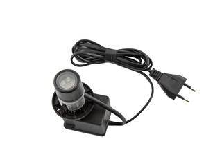 Aquarium air compressor (pump) with booster light. Isolated