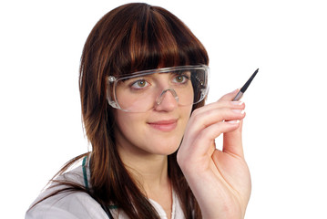 Medicine Specialist pointing at virtual button