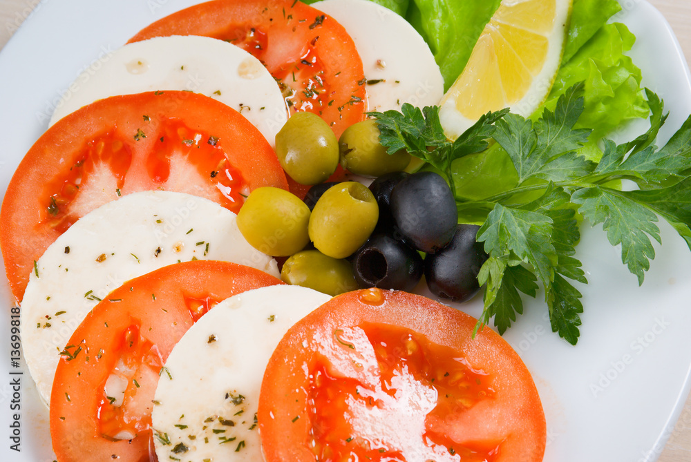 Sticker Arrangement of mozzarella and tomatoes.