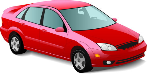 Automobile red sedan