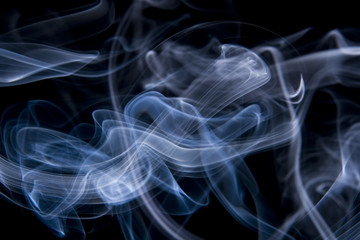blue smoke on black