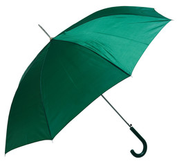 Opened green umbrella isolated on white - 13705029