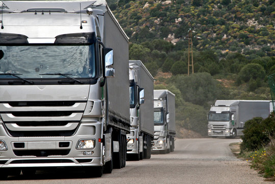 Silver trucks convoy
