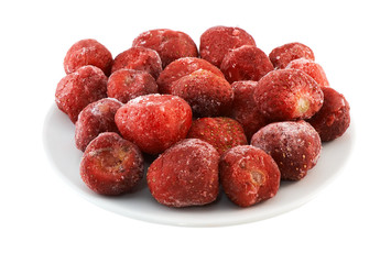 The frozen strawberries, isolated