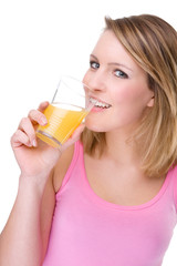 Woman with orange juice