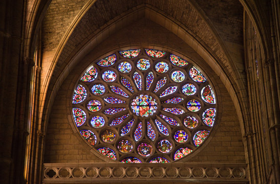 Stained glass window from Leon's Cathedral, Spain