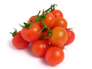 Cherry tomatoes on white background