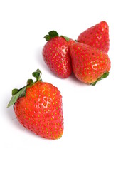 Strawberries group on white background