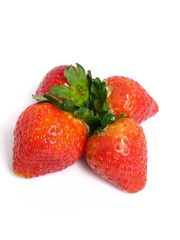 Strawberries group on white background