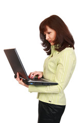 Naklejka premium The graceful woman with laptop