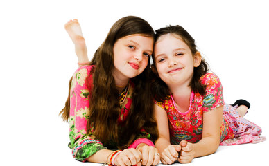 Portrait of two girls smiling