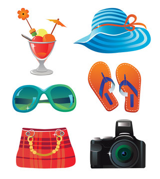 Travel and summer icon set  on white