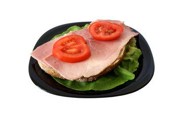 Schinkenbrot auf Teller