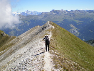 Path on the top of a mountain in the Alps