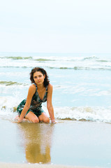 Fototapeta premium beautiful woman in a sea