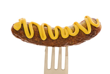 Bratwurst auf Gabel