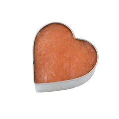 silver outlined heart filled with a salmon fillet