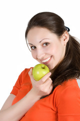 Woman eating apple