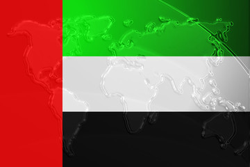 United Arab Emirates flag metallic map