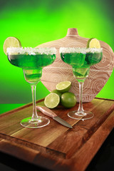 Mint Margarita cocktail on a cutting board