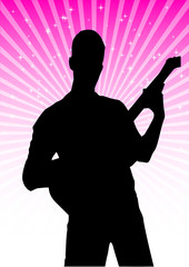 Guitar player vector silhouette