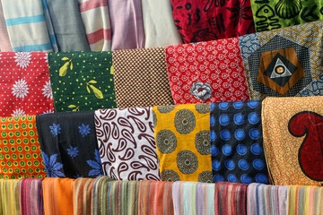 Colorful Kangas on Display, Zanzibar Market, Tanzania