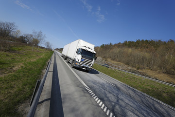 white truck on road