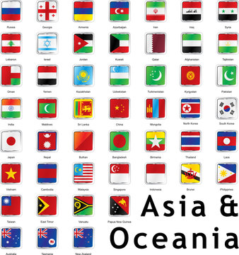 isolated asian flags