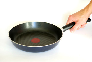 frying pan in hand