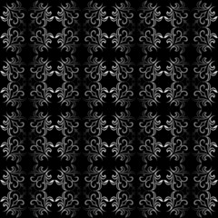 Ornate black and white seamless wallpaper pattern