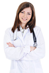 Fototapeta premium young cheerful female doctor