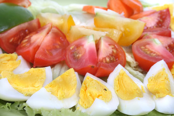 plate full of healthy vegetables and eggs