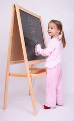 young girl and the blackboard
